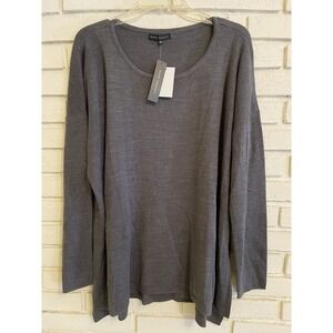 Napa Valley Womens Size 2X Soft Knit Long Sleeve Sweater Gray‎  NWT New